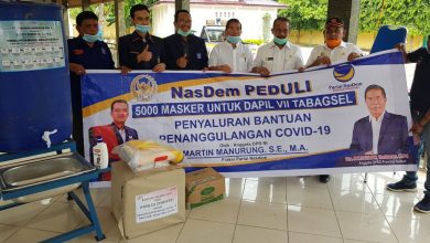 Photo of Martin Manurung dan Parsaulian Tambunan Serahkan Bantuan APD Ke Padang Lawas